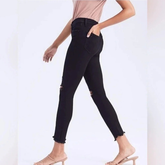 Abercrombie and Fitch 24 00R High Rise Super Skinny Ankle Distressed Black Jeans - Picture 2 of 11